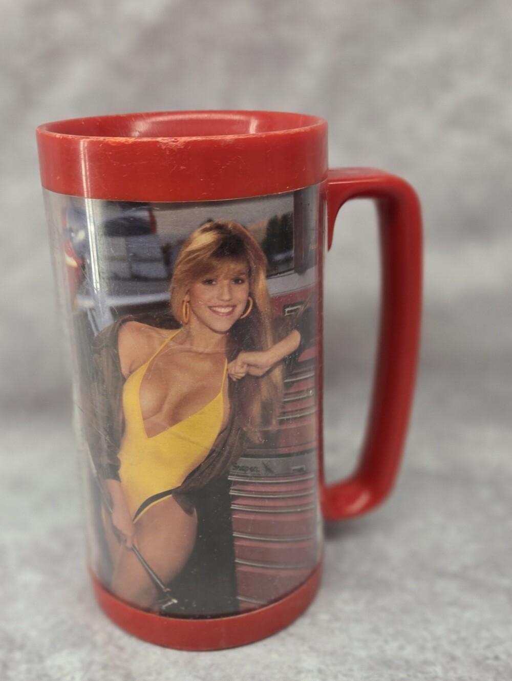 Vtg Jul 1991 Snap-On Thermo Serv Plastic Beverage Mug Pin Up Color Photo Lisa